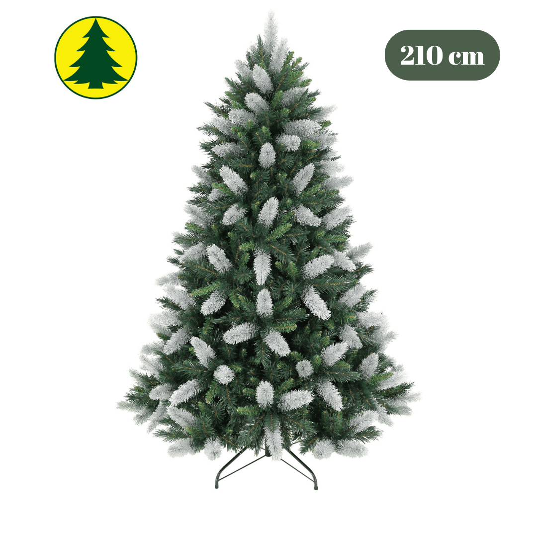 Brad Artificial Varfuri Albe Christmas Lux, PVC, Ramuri Dese, 210 Cm Suport metal inclus