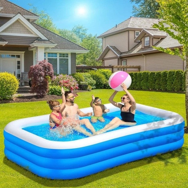 Piscina gonflabila 3 inele Family, Dimensiuni, 300 x 175 x 65 cm, Material Rezistent, Potrivita pentru copii si Adulti