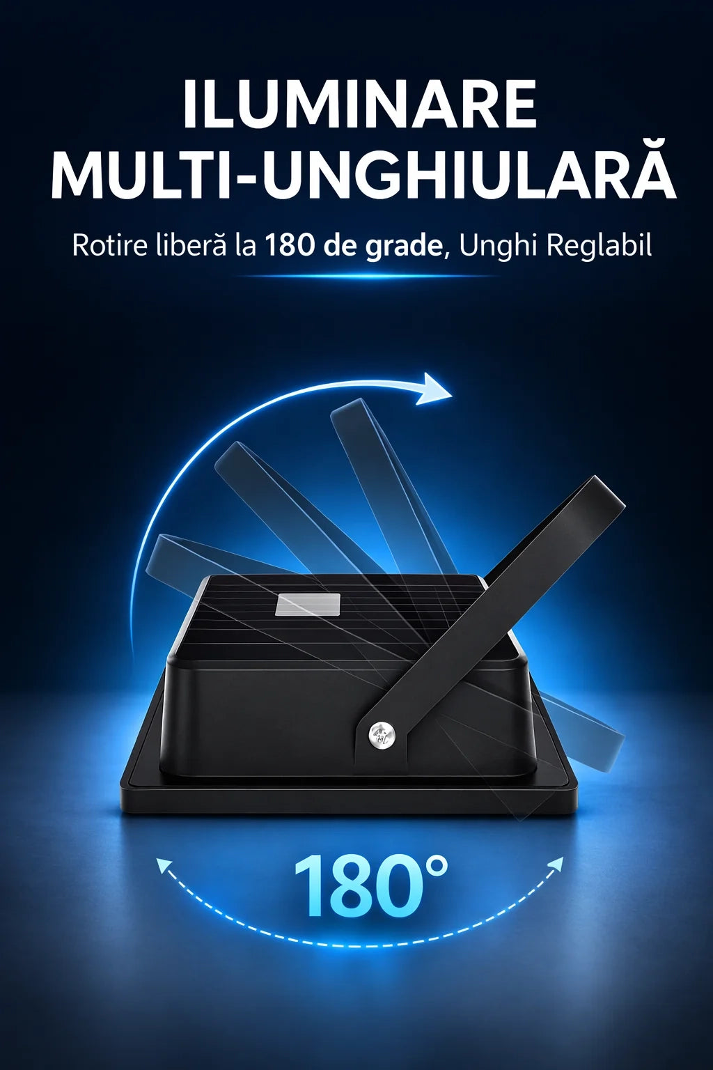 Proiector cu Panou Solar LED 400W, 7000 Lumeni, IP66, Telecomandă și Senzor de Lumină, Lampă Solară pentru Iluminat Exterior, Curte, Grădină, Parcare, Alei și Stradă