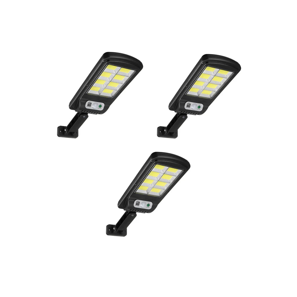 Set 3x Lampi cu Incarcare Solara 8 celule 150W, Acumulator 2400mAh 160 LED-uri COB, telecomanda, Senzor de Miscare, Autonomie mare