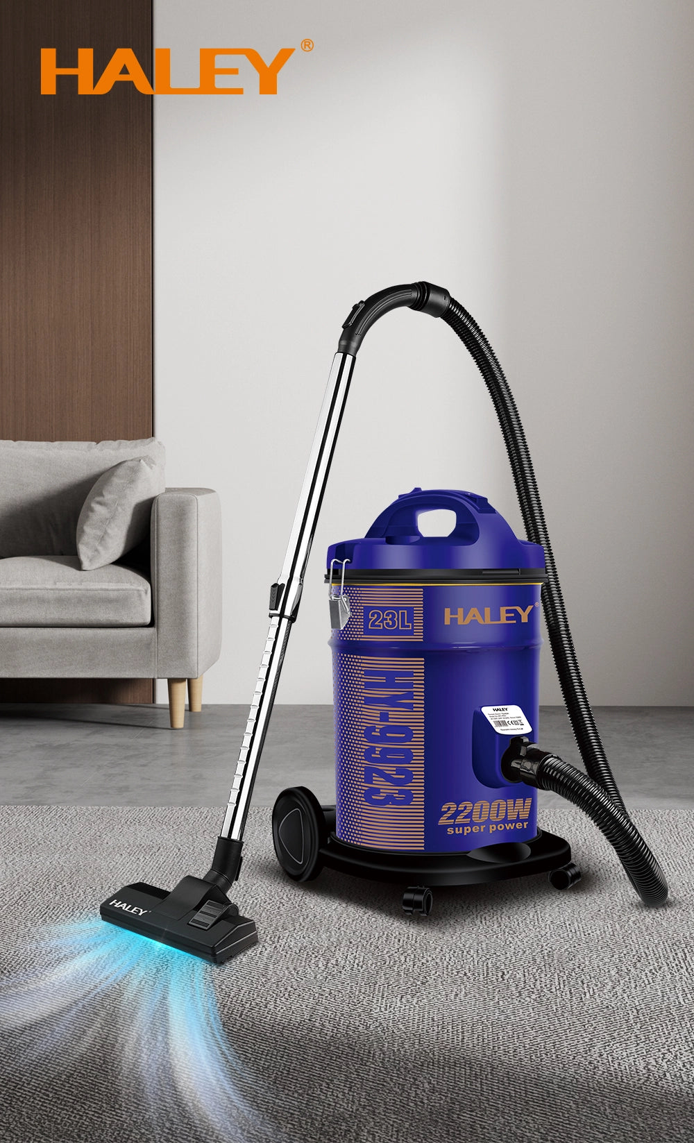 Aspirator cu Sac HALEY® HY-9923, 2200W, Capacitate Rezervor 23L, Funcționare Uscat, Mov - Imagine 10