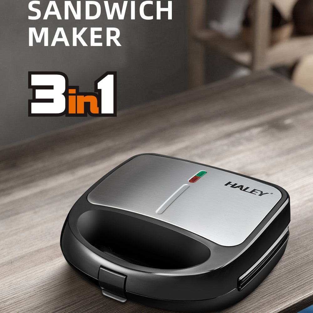 Sandwich Maker 3 în 1 HALEY® HY-1031, Plăci Antiaderente, Grill și Waffle, Design Compact, Negru - Imagine 10
