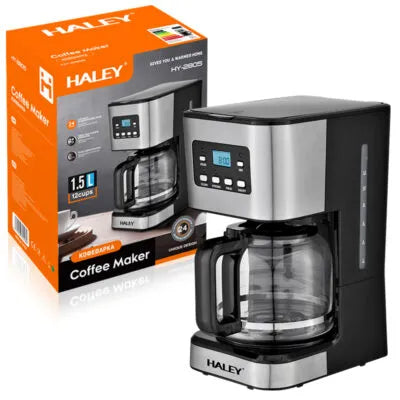 Aparat de Cafea HALEY 950W, 1.5L, LED Display, Anti-Drip, Brewing Inteligent, Inox, Control Temperatură Precis