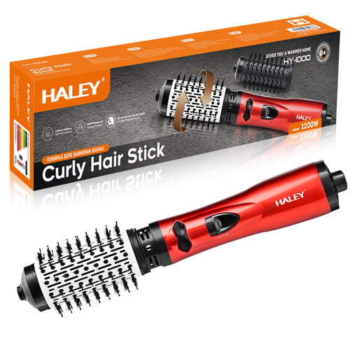 Perie rotativa HALEY, 1200W, 2 viteze, 3 trepte temperatura, Invelis Ceramic, Roșu/Negru