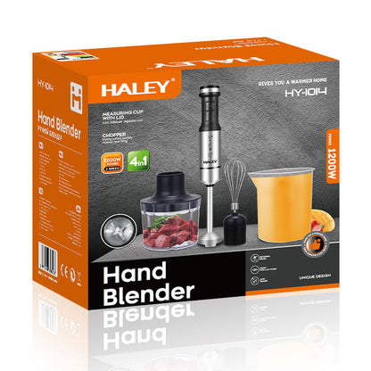 Blender de Mână Electric HALEY 4-in-1, 1200W, Oțel Inoxidabil, 2 Viteze + Accesorii – Tocător, Tel, Pahar, Multifuncțional pentru Bucătărie - Imagine 10
