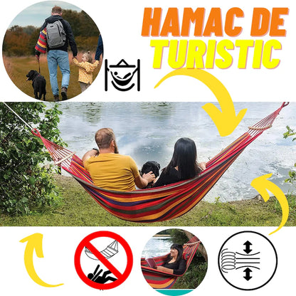1+1 GRATIS Hamac Suspendat Cu Bara de Lemn, 80×200 cm pentru Grădină, Terasă și Camping Rezistență 150 kg, Confort Maxim