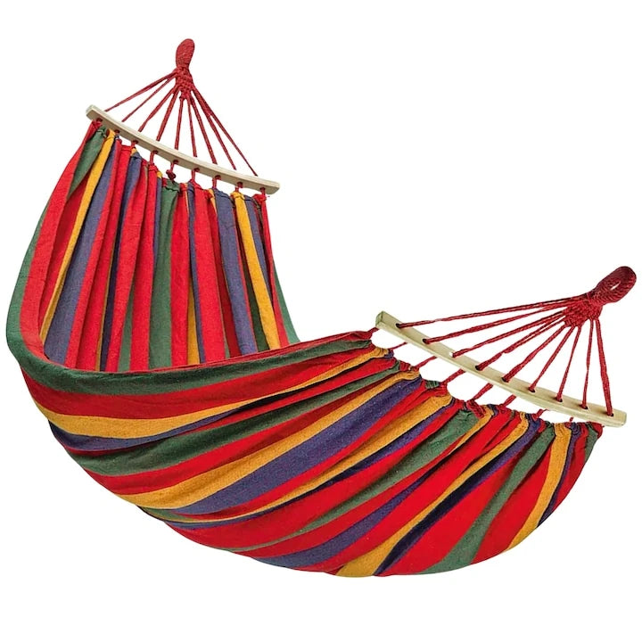 1+1 GRATIS Hamac Suspendat Cu Bara de Lemn, 80×200 cm pentru Grădină, Terasă și Camping Rezistență 150 kg, Confort Maxim