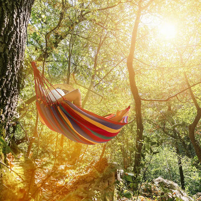 1+1 GRATIS Hamac Suspendat Cu Bara de Lemn, 80×200 cm pentru Grădină, Terasă și Camping Rezistență 150 kg, Confort Maxim