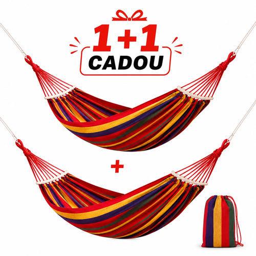 1+1 GRATIS Hamac Suspendat Cu Bara de Lemn, 80×200 cm pentru Grădină, Terasă și Camping Rezistență 150 kg, Confort Maxim