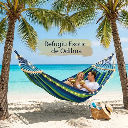 1+1 GRATIS Hamac Suspendat Multicolor 80x200 cm pentru Grădină, Terasă și Camping Rezistență 150 kg, Confort Maxim și Transport Facil