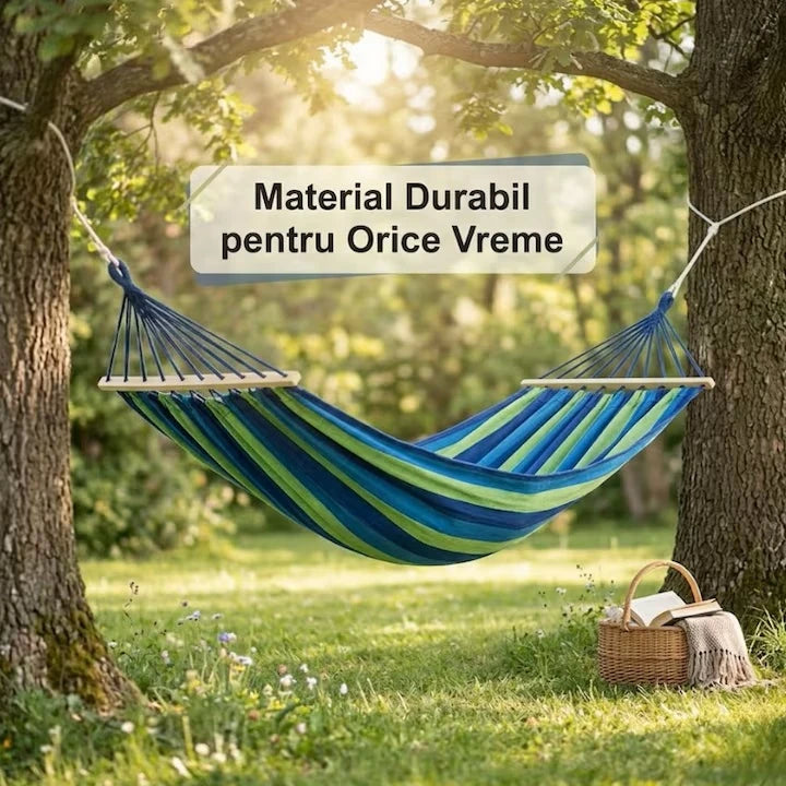 1+1 GRATIS Hamac Suspendat Multicolor 80x200 cm pentru Grădină, Terasă și Camping Rezistență 150 kg, Confort Maxim și Transport Facil
