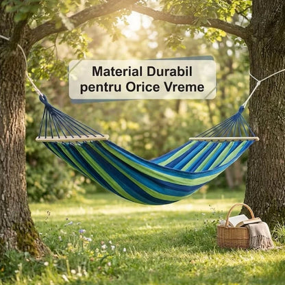 1+1 GRATIS Hamac Suspendat Multicolor 80x200 cm pentru Grădină, Terasă și Camping Rezistență 150 kg, Confort Maxim și Transport Facil