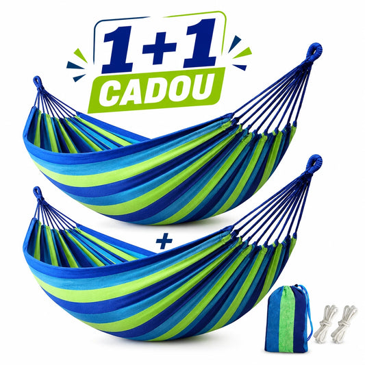 1+1 GRATIS Hamac Suspendat Multicolor 80x200 cm pentru Grădină, Terasă și Camping Rezistență 150 kg, Confort Maxim și Transport Facil