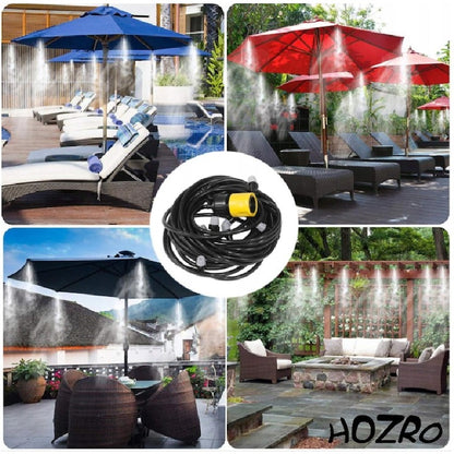 1+1 Gratis Kit Răcire pentru Terasă cu 20 Duze 15M, Pulverizare Fina Sistem Eficient de Răcire pentru Grădină, Foișor, Balcon și Spații Exterioare