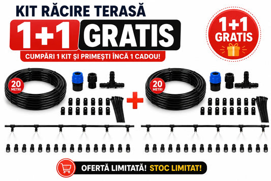 1+1 Gratis Kit Răcire pentru Terasă cu 20 Duze 20M, Pulverizare Fina Sistem Eficient de Răcire pentru Grădină, Foișor, Balcon și Spații Exterioare