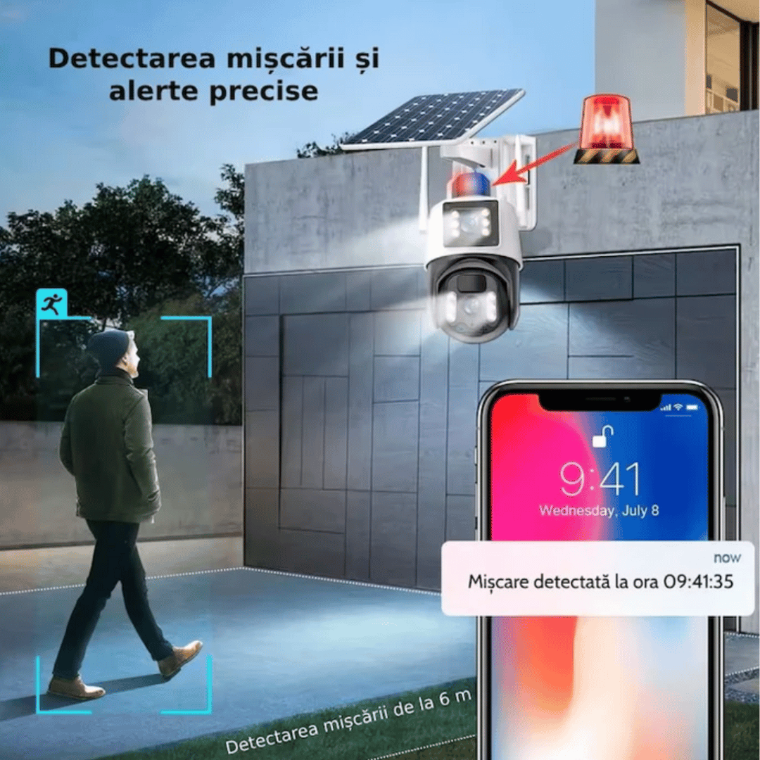 Camera supraveghere cu panou solar si cartela sim 8Mpx card inclus 32gb