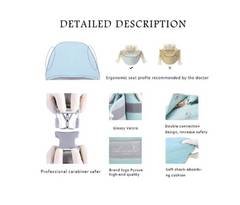 Marsupiu bebe, Ergonomic, AT PERFORMANCE®, Multifunctional, Purtare copil in fata sau in spate, Cu sezut, purtare pe sold sau pe umeri, 0-36 luni, Bumbac, 12 Pozitii, albastru deschis - Imagine 4