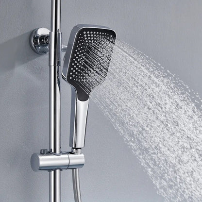 Coloana de dus piano style XPD, Set dus baie cu suport culisant, dus fix, para de dus mobila, baterie dus, 3 moduri de curgere a apei, bideu, robinet termostatic, sistem de control al apei, design modern culoare Crom