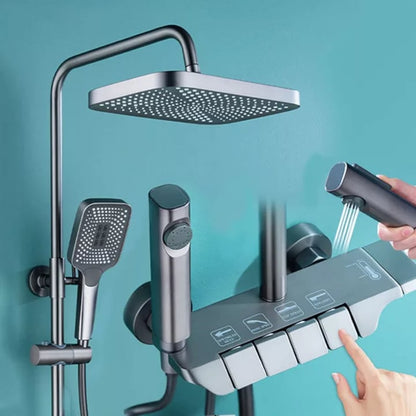 Coloana de dus piano style XPD, Set dus baie cu suport culisant, dus fix, para de dus mobila, baterie dus, 3 moduri de curgere a apei, bideu, robinet termostatic, sistem de control al apei, design modern culoare Crom