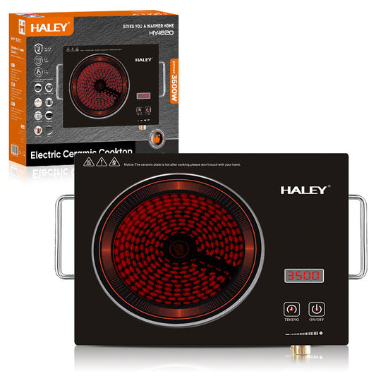 Plită cu Inducție HALEY 3500W, Geam Cristal Negru, Timer, Control Tactil, Oprire Automată, Protecție la Supraincălzire