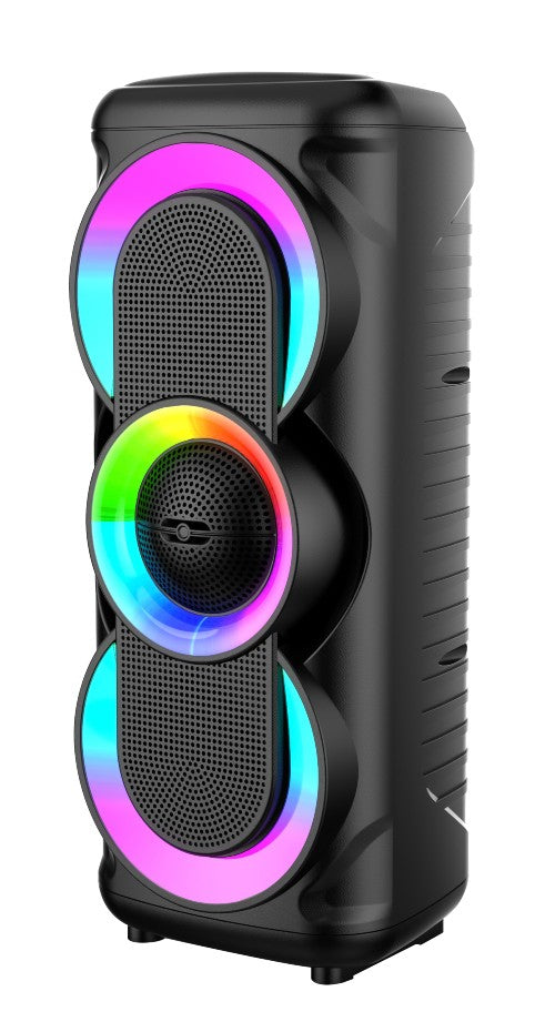 Boxa Portabila AT PERFORMANCE®, cu Lumini RGB, cu Maner, Putere 100w MP3, USB, Bluetooth, TF, WIFI, Slot Microfon, Karaoke, Acumulator, Negru - Imagine 8