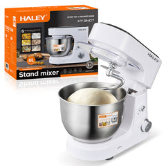 Mixer Profesional HALEY HY-2409, 1200W, Bol 6L Inox, 6 Viteze + Pulse, Alb/Inox, Silențios, Protecție Întrerupere - Imagine 3