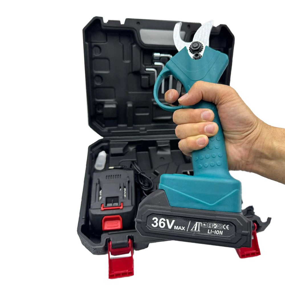 Foarfecă Electrică AT Performance cu 2 Acumulatori, Fără Fir, Lama Oțel Carbon, 5000 mAh, Turcoaz - Imagine 10