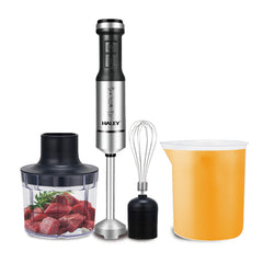 Blender de Mână Electric HALEY 4-in-1, 1200W, Oțel Inoxidabil, 2 Viteze + Accesorii – Tocător, Tel, Pahar, Multifuncțional pentru Bucătărie - Imagine 5