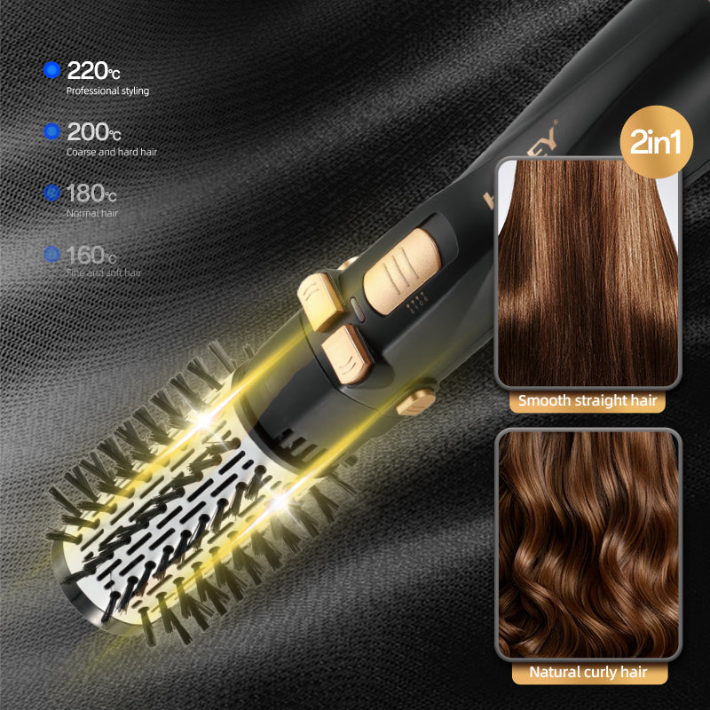 Perie Rotativă cu Uscător HALEY 6 în 1, 1200W, Capete Interșchimbabile, 3 Trepte, Încălzire Rapidă, Protecție Păr, Design Negru - Imagine 10