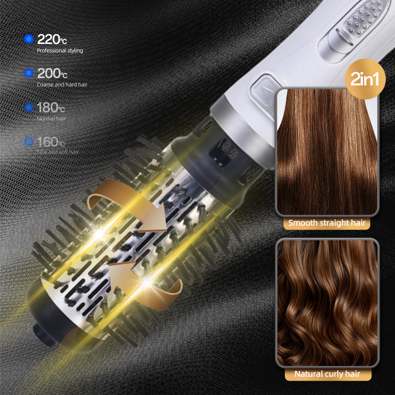 Perie Rotativă HALEY 1000W – 2 Perii, Încălzire Rapidă, Modelare de Durată, Protecție Păr, Inveliș Ceramic, Alb/Argintiu - Imagine 10