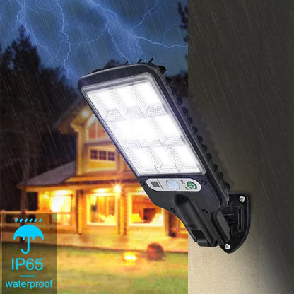 4+1 GRATIS Lampă Solară Dasgut 160W cu 80 LED COB, 3500 Lumeni, 9 Celule, Senzor de Mișcare și Inducție, Telecomandă, 3 Moduri de Iluminare, IP65, Autonomie până la 10 Ore