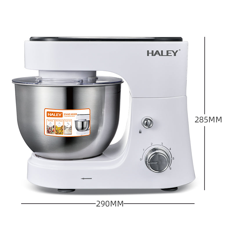 Mixer Profesional HALEY HY-2409, 1200W, Bol 6L Inox, 6 Viteze + Pulse, Alb/Inox, Silențios, Protecție Întrerupere - Imagine 10
