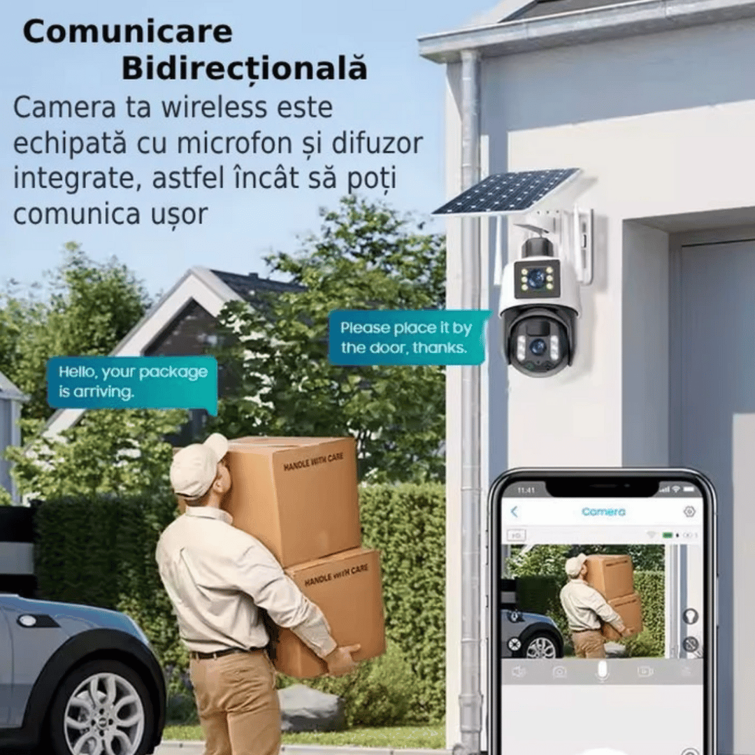 Camera supraveghere cu panou solar si cartela sim 8Mpx card inclus 32gb