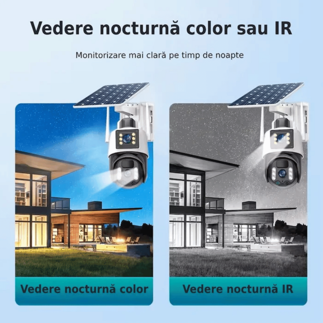 Camera supraveghere cu panou solar si cartela sim 8Mpx card inclus 32gb