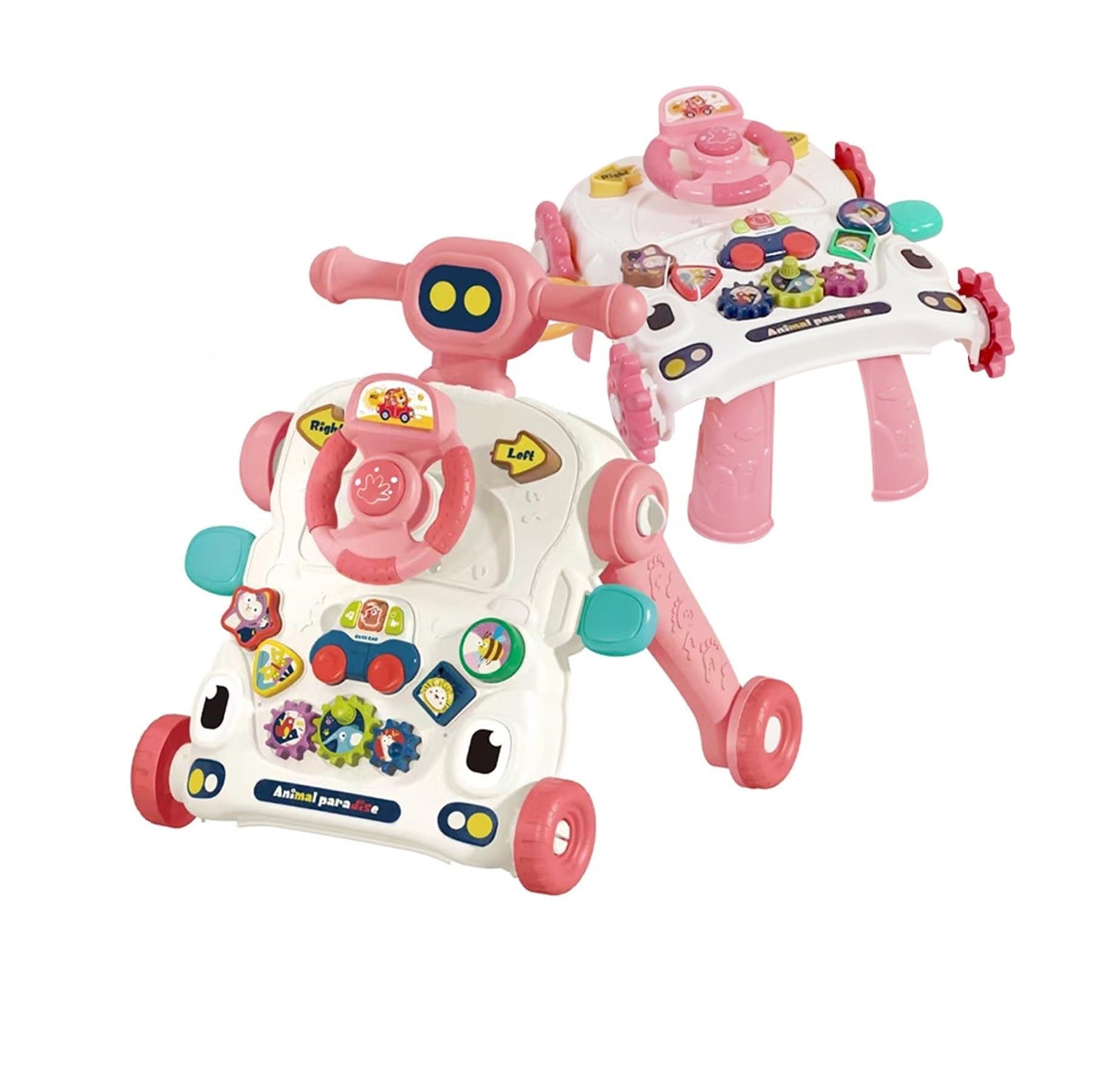 Antepremergător 2 în 1 – Primii Pași și Joacă Interactivă Roz - Imagine 8