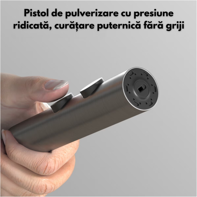 Set de dus cu Iluminare LED si afisaj Digital inteligent al Temperaturi, baterie cu termostat si turbina generatoare de curent integrata, Inaltime reglabila, 3 functii de curgere a apei, dus reglabil, bideu, Gri