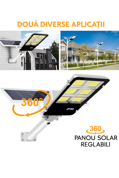 Lampa Solara LED 400W Jortan cu Panou, Telecomanda si Suport Metalic IP65 Exterior - Imagine 5