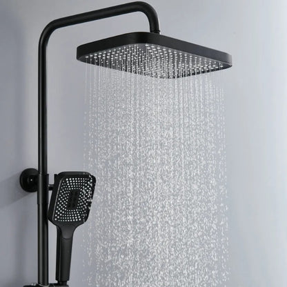 Coloana de dus piano style XPD, Set dus baie cu suport culisant, dus fix, para de dus mobila, baterie dus, 3 moduri de curgere a apei, bideu, robinet termostatic, sistem de control al apei, design modern Negru