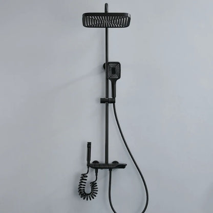 Coloana de dus piano style XPD, Set dus baie cu suport culisant, dus fix, para de dus mobila, baterie dus, 3 moduri de curgere a apei, bideu, robinet termostatic, sistem de control al apei, design modern Negru