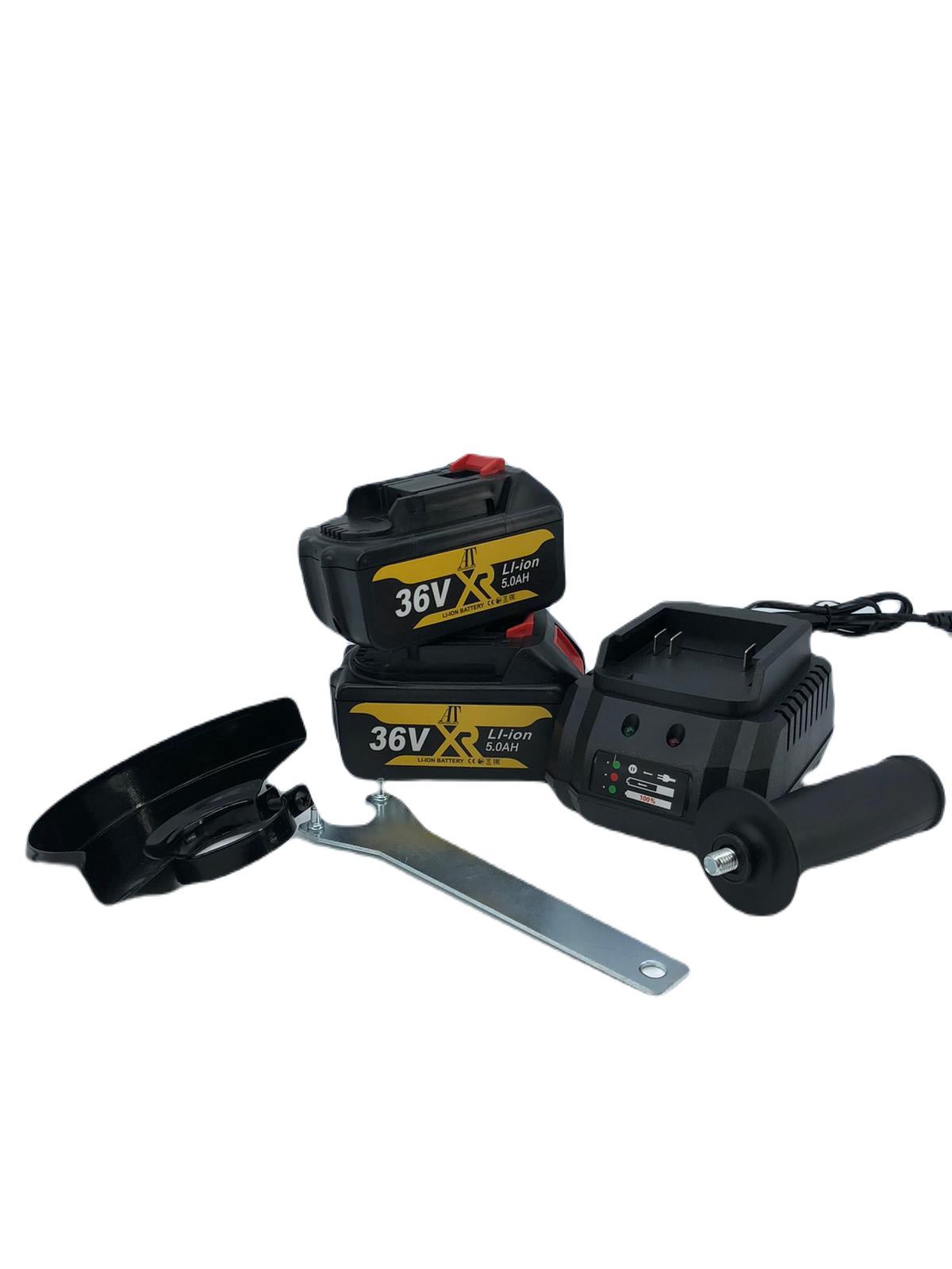 Polizor unghiular (Flex) AT PERFORMANCE®, cu 2 acumulatori 36 V, 5 Ah, 9000 Rpm, 125 mm, statie incarcare, valiza inclusa si accesorii, Negru/Galben. - Imagine 10