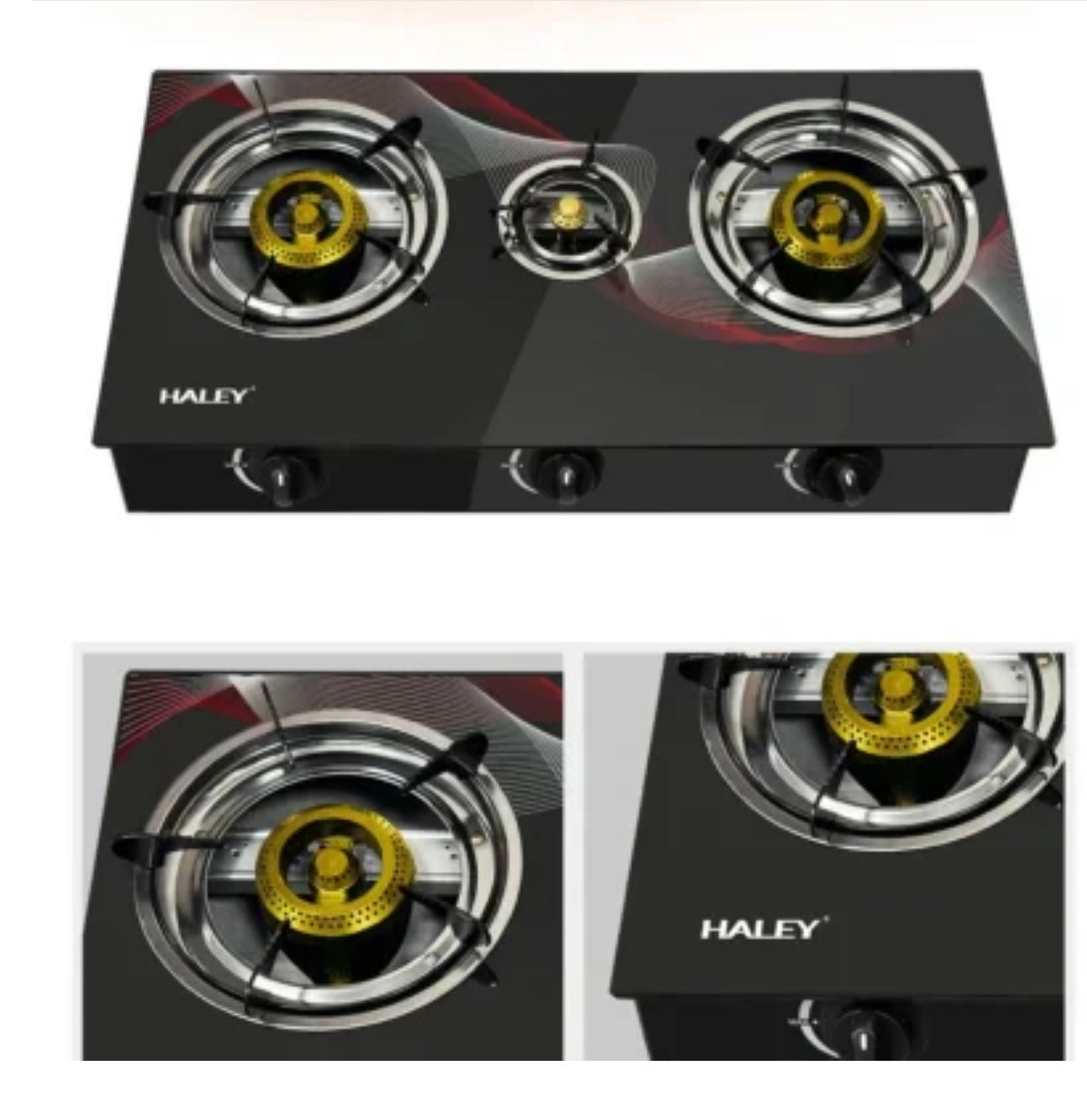 Aragaz Portabil cu Plită din Sticlă Securizata, 3 Arzătoare, Funcționare pe GPL- Butelie, Design Modern și Ușor de Curățat - Imagine 4