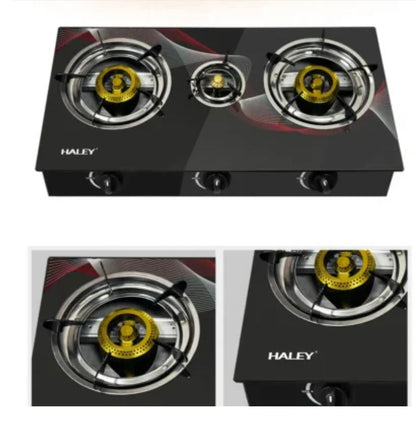 Aragaz Portabil cu Plită din Sticlă Securizata, 3 Arzătoare, Funcționare pe GPL- Butelie, Design Modern și Ușor de Curățat - Imagine 4