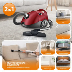Aspirator cu Sac HALEY® HY-906, 2800W, Putere Aspirare 500W, Sistem Filtrare Multiplă, Capacitate Sac 2.0L, Roșu - Imagine 3
