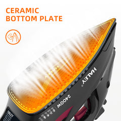 Fier de călcat cu abur HALEY® HY-2060, 2400W, Talpă ceramică, Abur vertical, Auto-curățare, Negru - Imagine 5