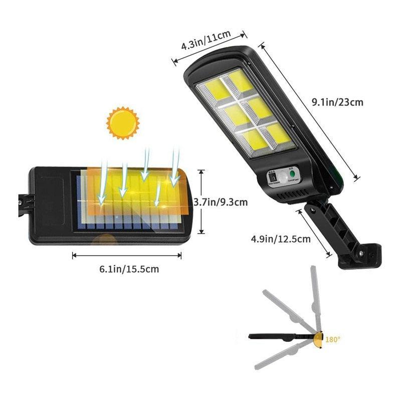 Set 2 Lampi LED Solare 150W COB 160 LED-uri cu Senzor de Mișcare, Autonomie 12-14 ore, IP65 - Imagine 7