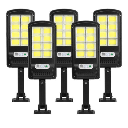 Set 5 Lampi LED Solare 150W COB 160 LED-uri cu Senzor de Mișcare, Autonomie 12-14 ore, IP65 - Imagine 4