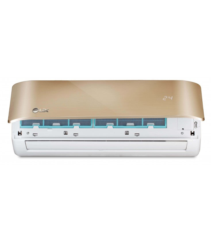 Aparat de Aer Conditionat Tip Pompa de Caldura LDK Deluxe Gold 1800DBU, 14.400BTU, Putere 4.77 kW, Clasa A++, Inverter, Super Ionizare, Filtru Hepa, 3 functii, Self Cleaning, Sleep, Follow me, Auto Restart, Wifi inclus