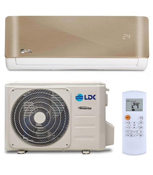 Aparat de Aer Conditionat Tip Pompa de Caldura LDK Deluxe Gold 1800DBU, 14.400BTU, Putere 4.77 kW, Clasa A++, Inverter, Super Ionizare, Filtru Hepa, 3 functii, Self Cleaning, Sleep, Follow me, Auto Restart, Wifi inclus