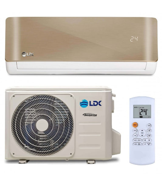 Aparat de Aer Conditionat Tip Pompa de Caldura LDK Deluxe Gold 1800DBU, 14.400BTU, Putere 4.77 kW, Clasa A++, Inverter, Super Ionizare, Filtru Hepa, 3 functii, Self Cleaning, Sleep, Follow me, Auto Restart, Wifi inclus