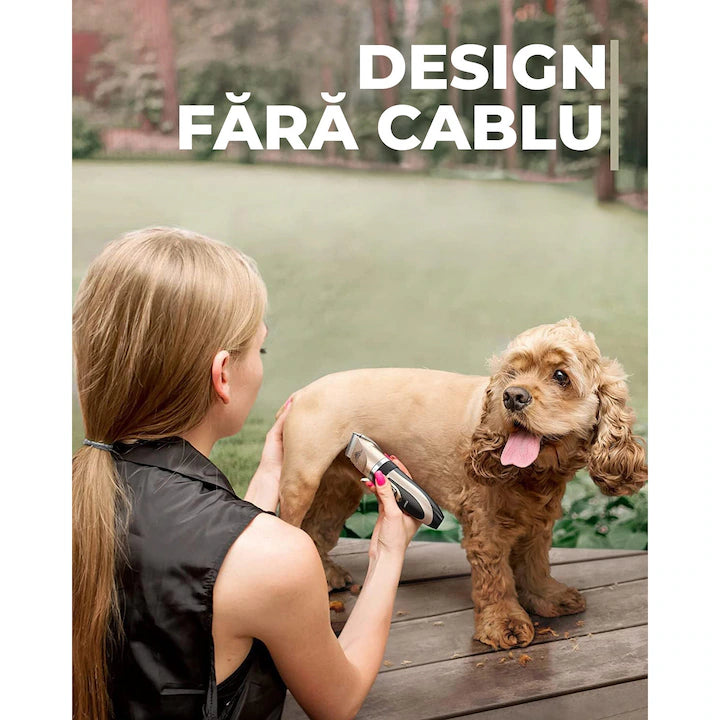 Aparat de Tuns Animale Caini si Pisici cu Acumulator, 8 în 1, 6800RPM, 1800mAh, Set Complet Pentru ingrijire